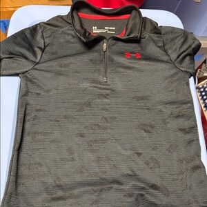 Under Armour Gray Quarter Zip Athletic Top with Red Accents